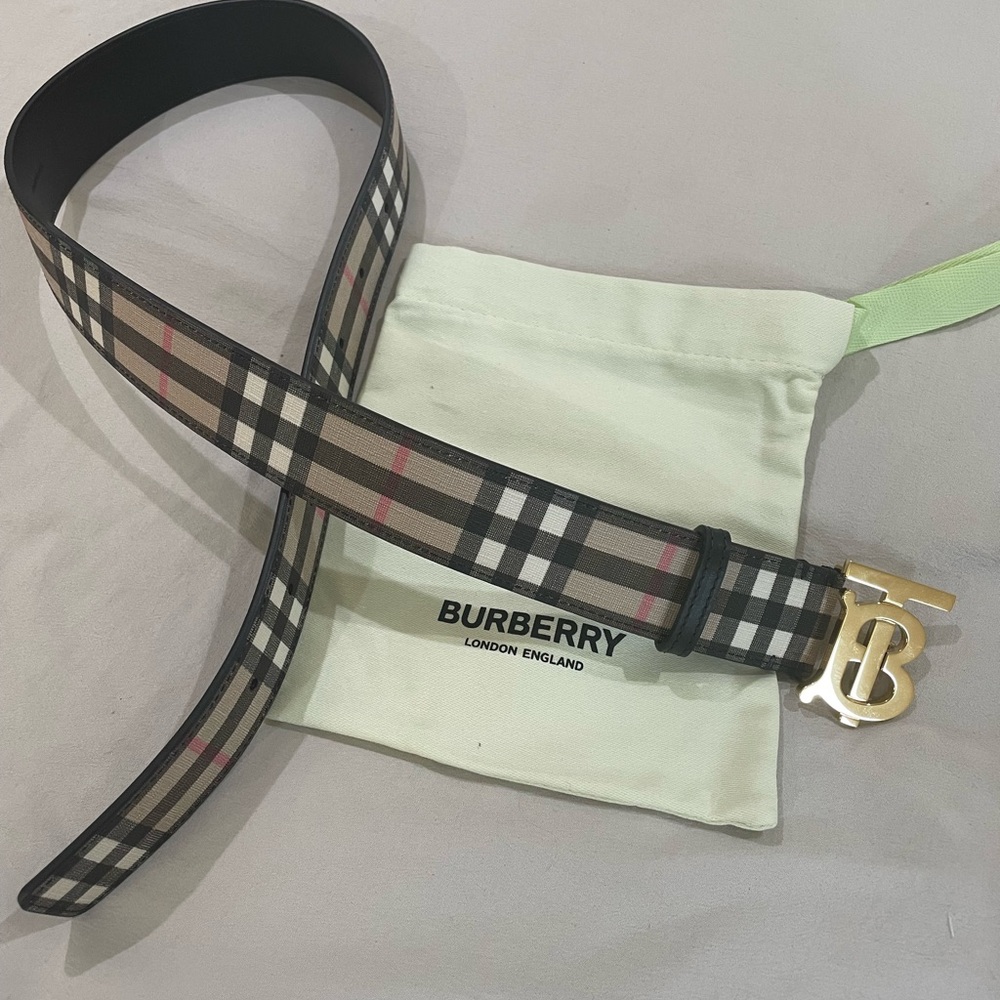 Burberry Check Monogram TB Belt - BRAND NEW, Size Small